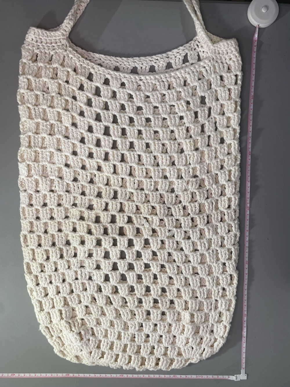 Handmade Crochet Open Weave Throw - Cream Bag